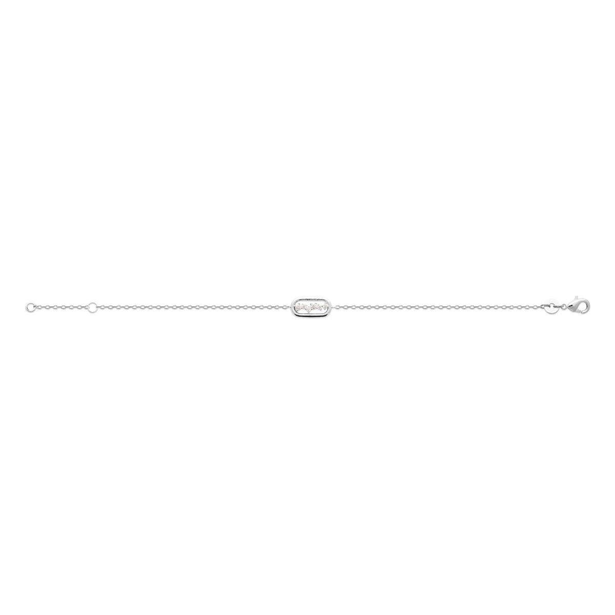 Bracelet Brillaxis argent rhodié motif ovaleavec oxydes