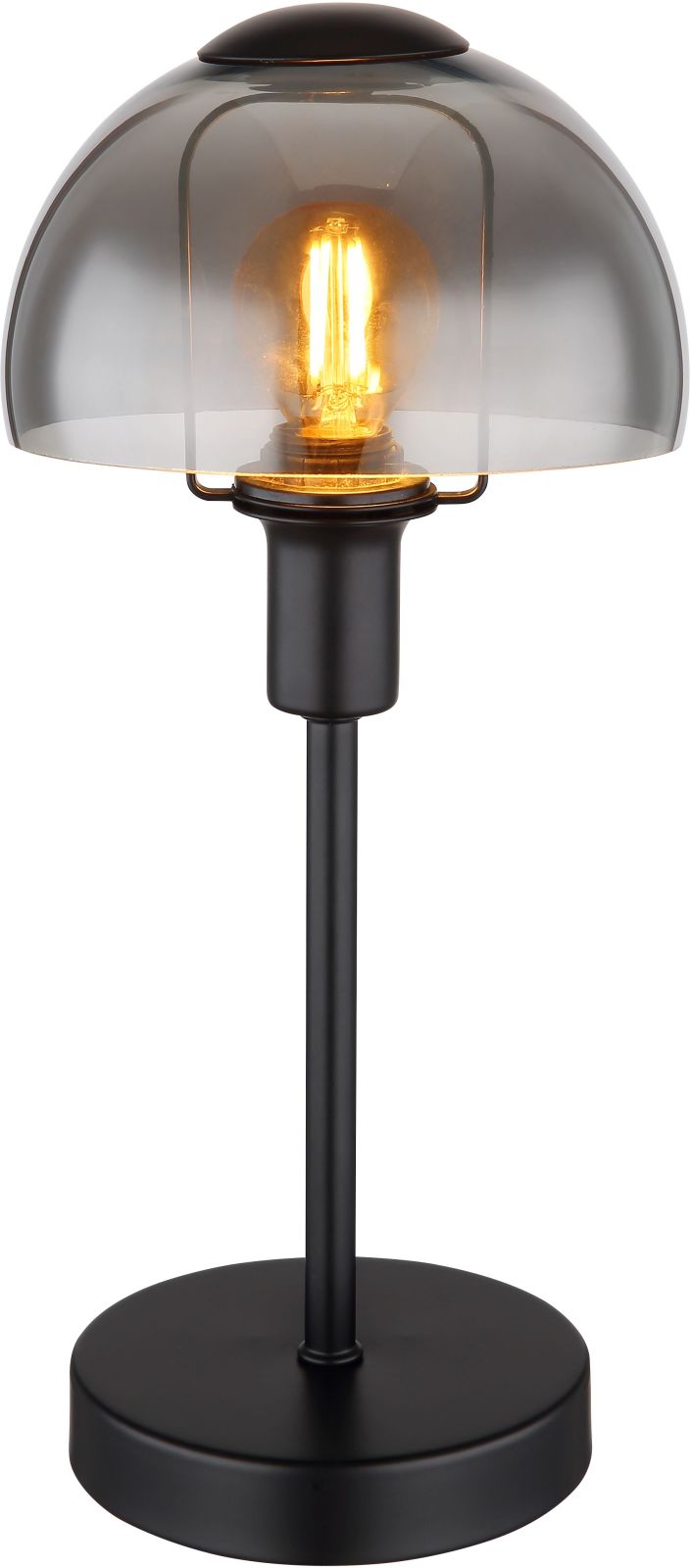 Tischleuchte - schwarz matt - rauchfarben - 32 cm hoch