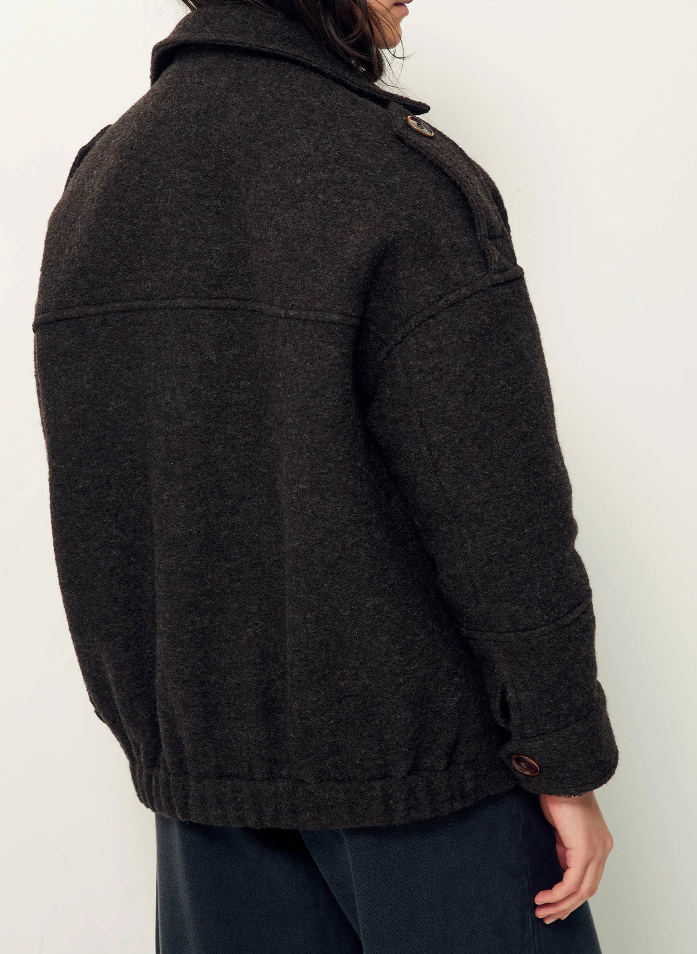 HARRISON - Manteau droit en laine | Marron