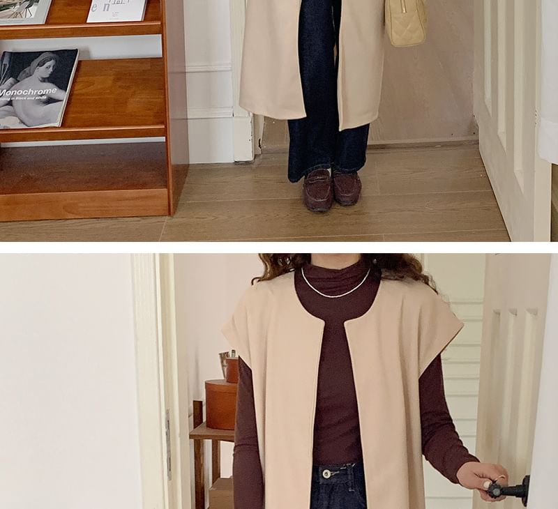 Juanita - Effen midi-vest met sjerp