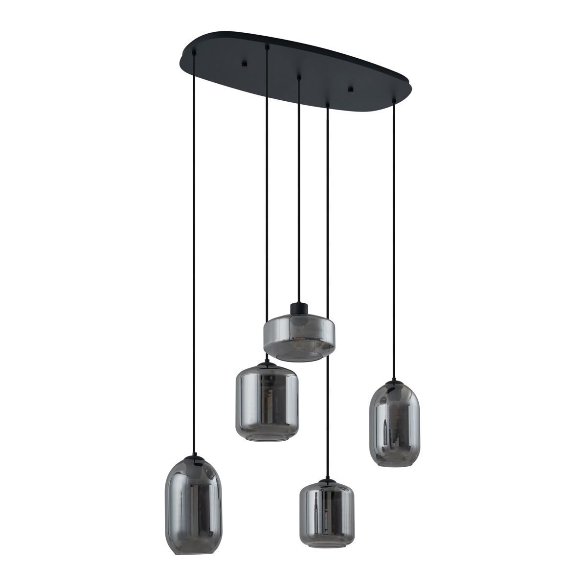 Moderne hanglamp zwart met smoke glas 5-lichts - Sheena