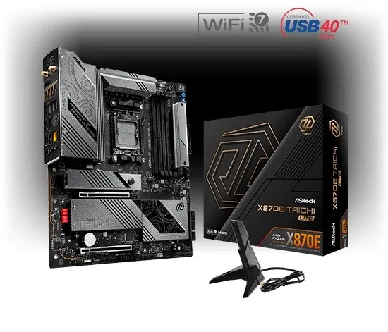ASRock X870E Taichi Lite - Bundkort - udvidet ATX - Socket AM5 - AMD X870E Chipset - USB4, USB 3.2 Gen 1, USB 3.2 Gen 2, USB-C 3.2 Gen 2x2 - 5 Gigabit Ethernet, Wi-Fi 7, Bluetooth - onboard grafik (CPU påkrævet) - HD Audio (8-kanaler)