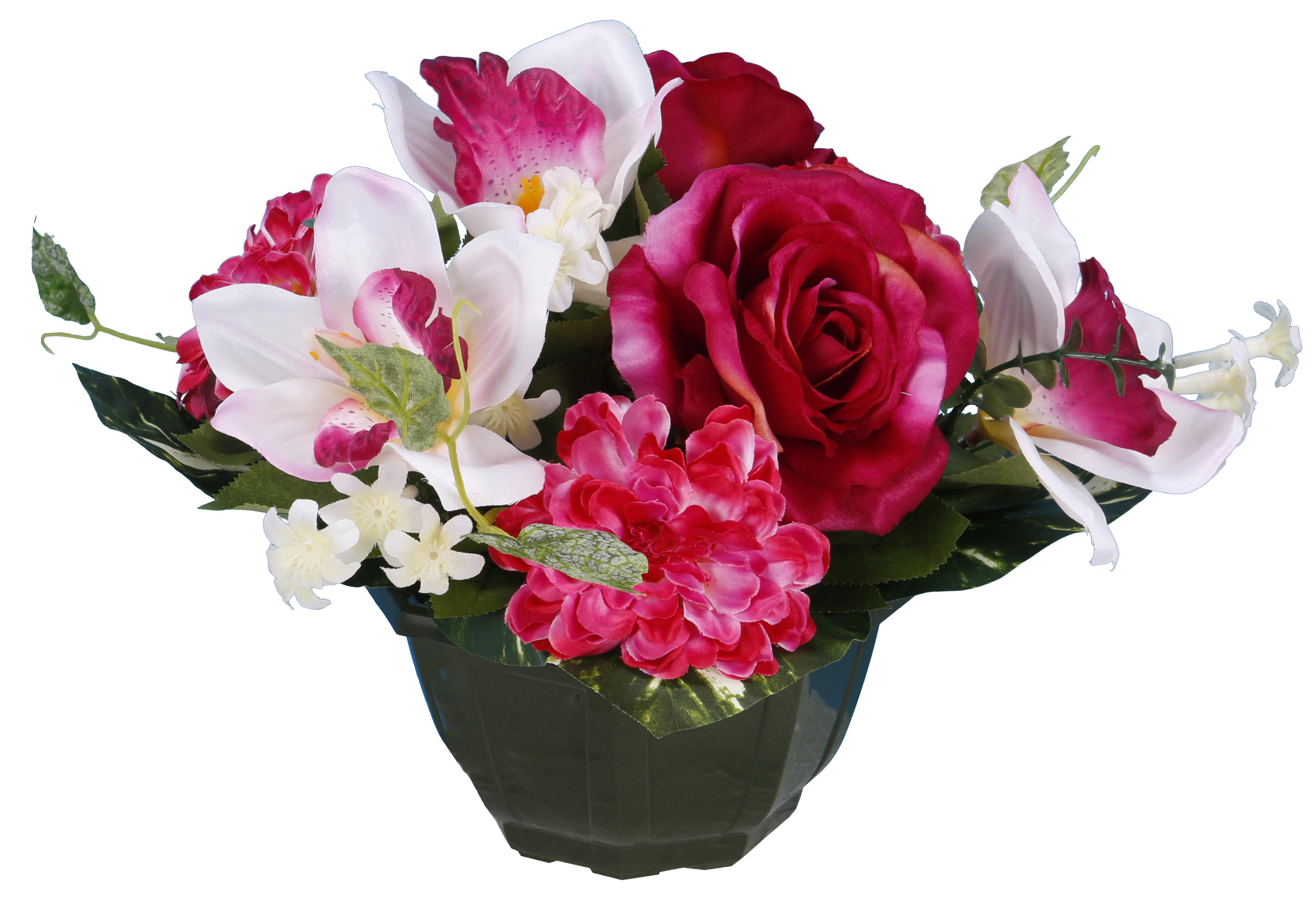 COUPE ROSE ORCHIDEE ZINNIA
