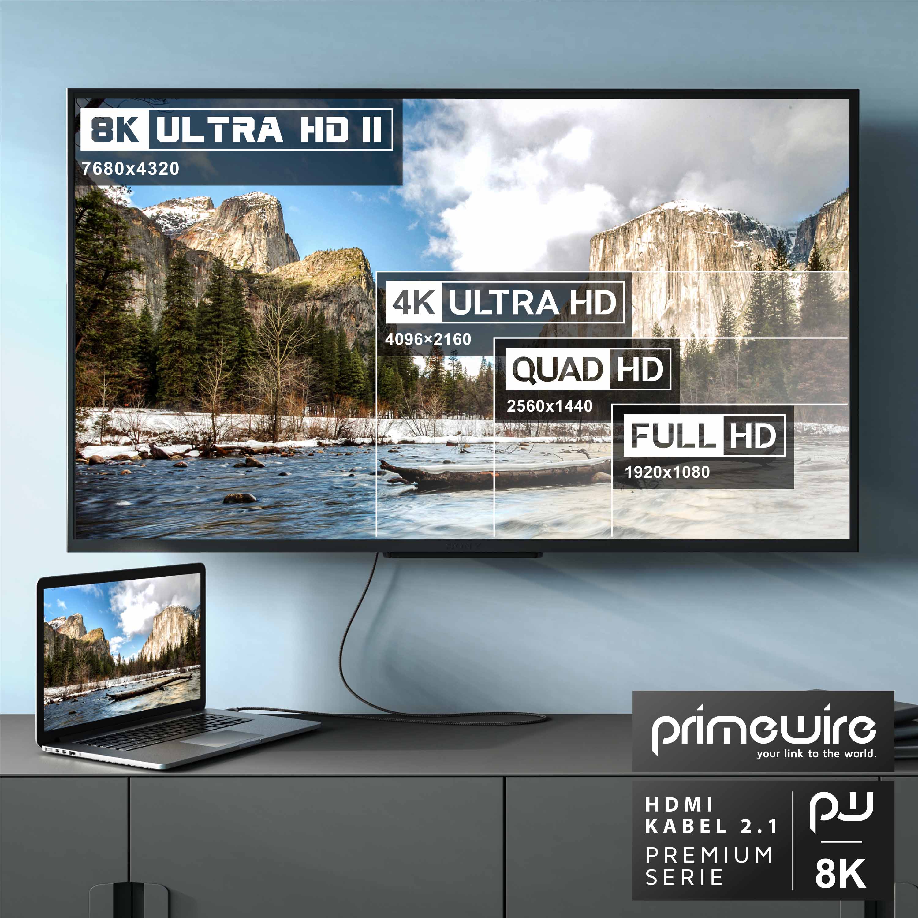 Primewire - 0,25m High Speed 8K HDMI Kabel 2.1 Ethernet ARC 3D 4K Ultra HD 7680x4320 @ 120 Hz PS4 360 TV OLED PC Laptop Beamer Monitor, Schwarz/Silber