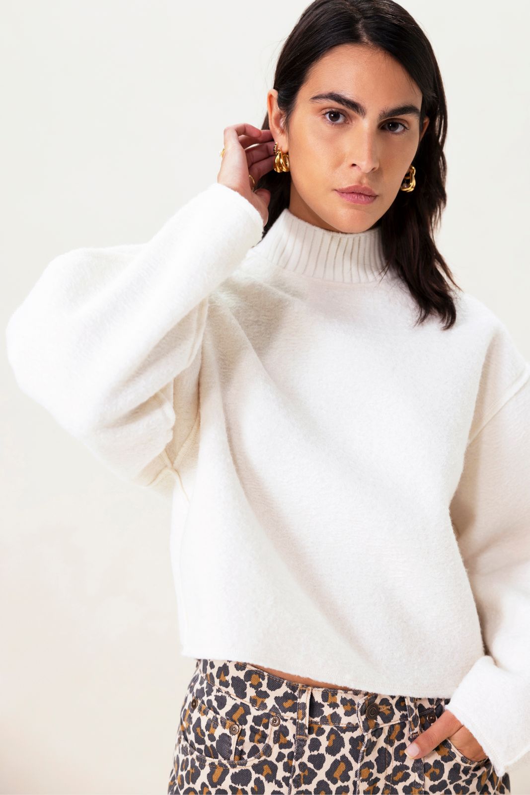 Witte boucle sweater
