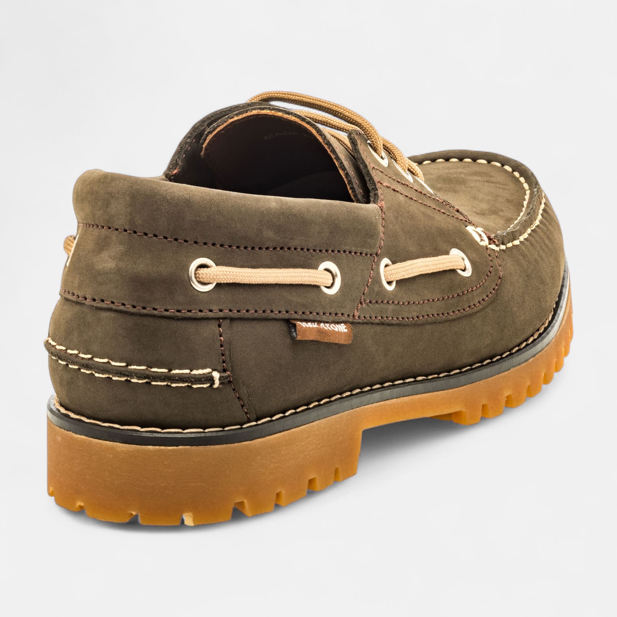 Chaussures bateau Homme en cuir kaki