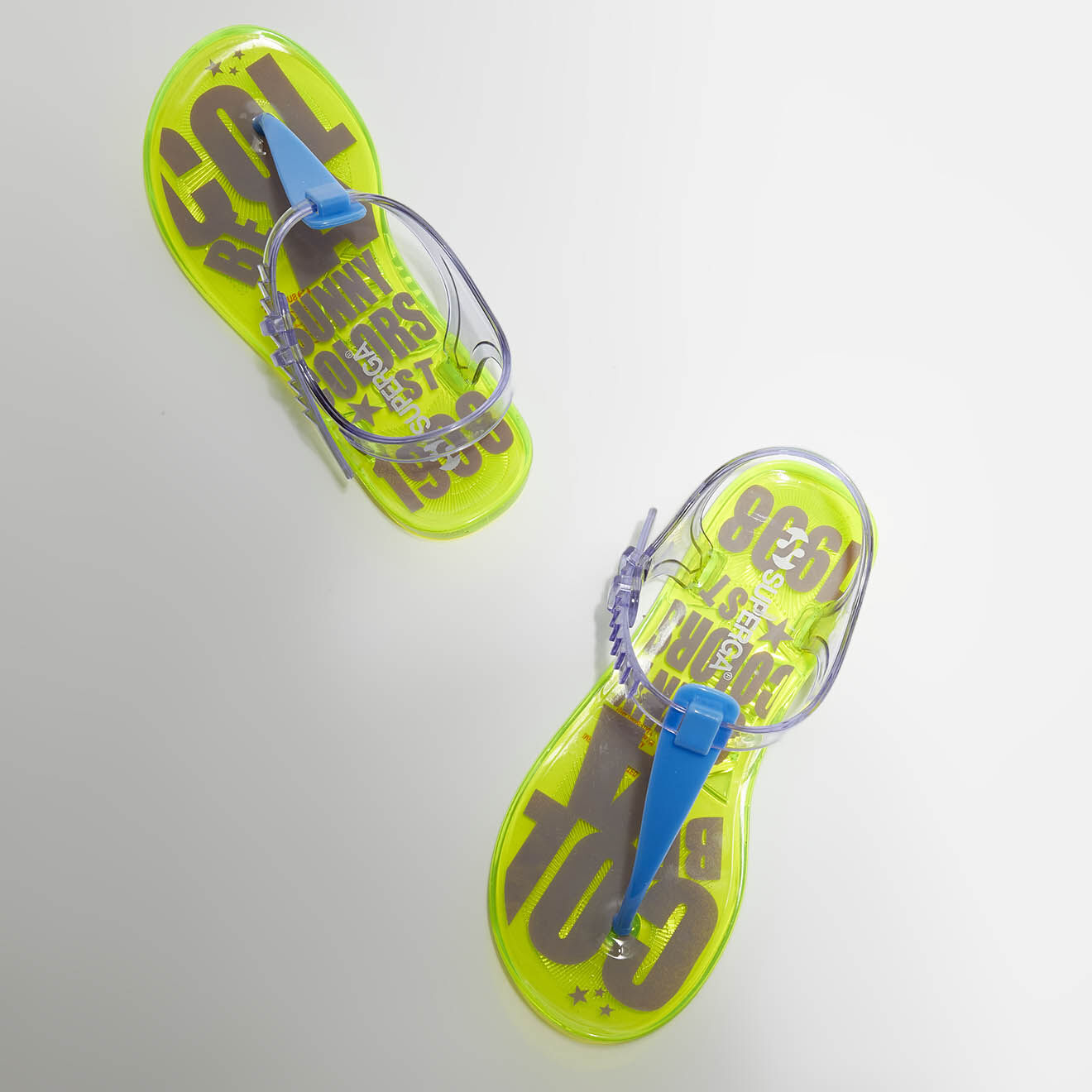 Superga Slingbacks neon transparentes bleu/vert fluo