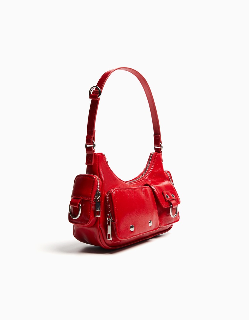 Bolsa de ombro com vários bolsos