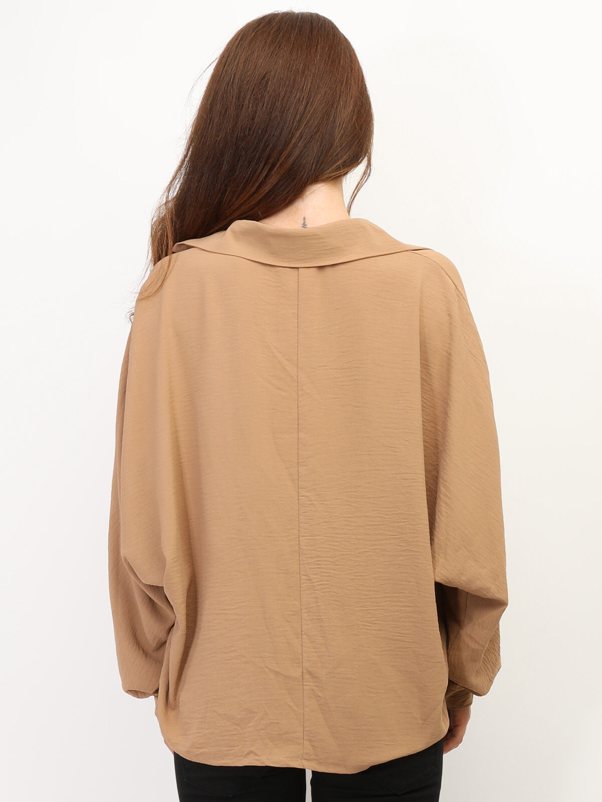 Blouse oversize à manches ballons- Camel