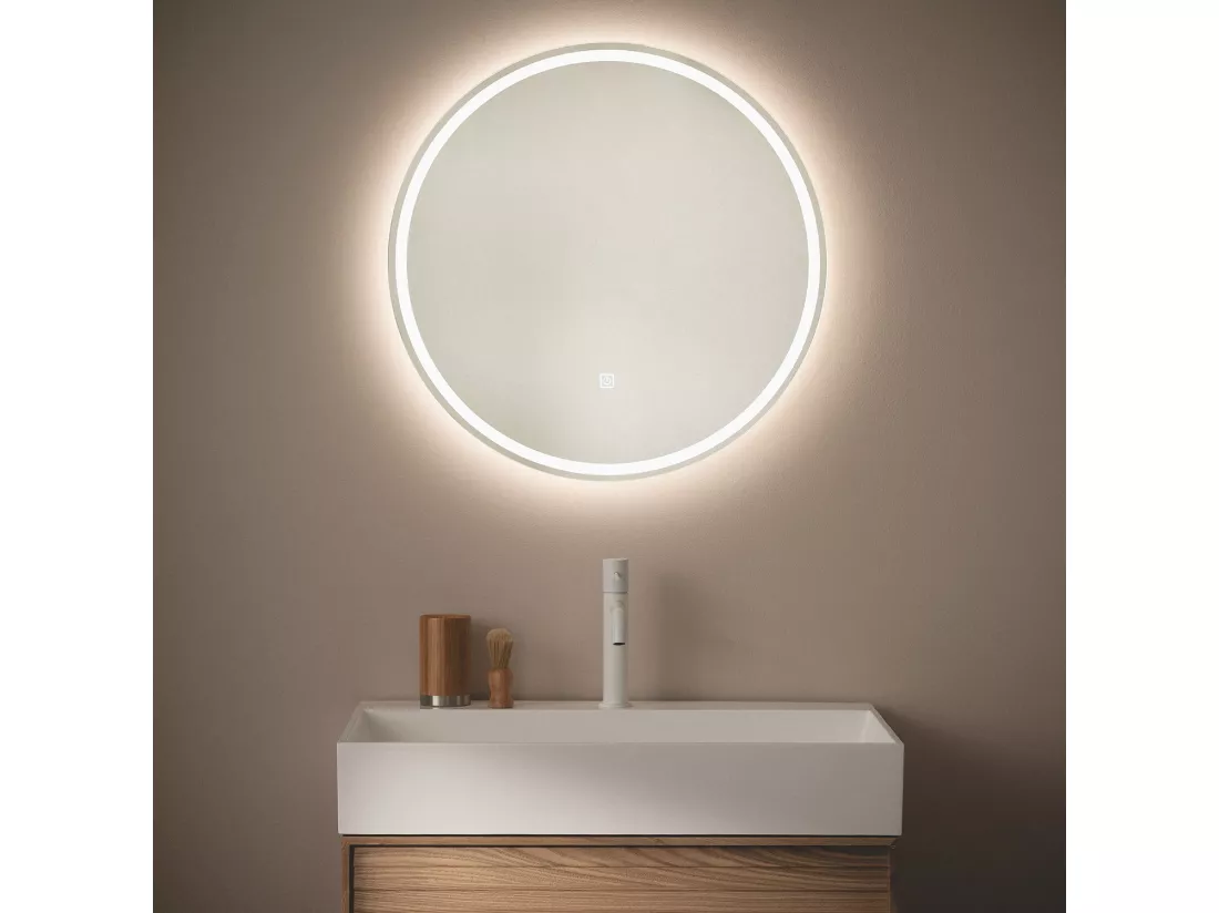 Miroir de Salle de Bain avec éclairage LED et Anti-buée Jizan Ø60 cm 4000K Blanc neutre