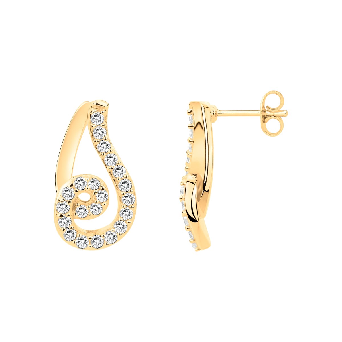 Boucles d'oreilles clous en Plaqué Or avec oxyde de zirconium blanc