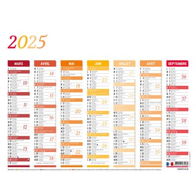 Calendrier Arc-en-ciel - 7 mois par face - 43 x 55 cm - Oberthur