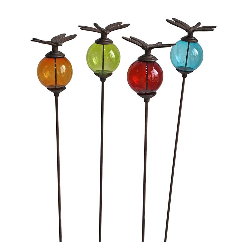 Tuteur boule libellule rouge 10x117cm
