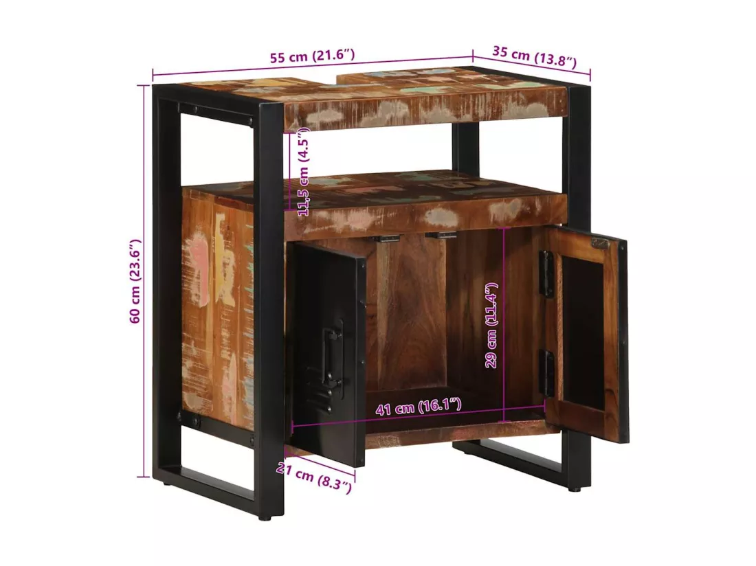 Armoire lavabo de salle de bain 55x35x60 cm