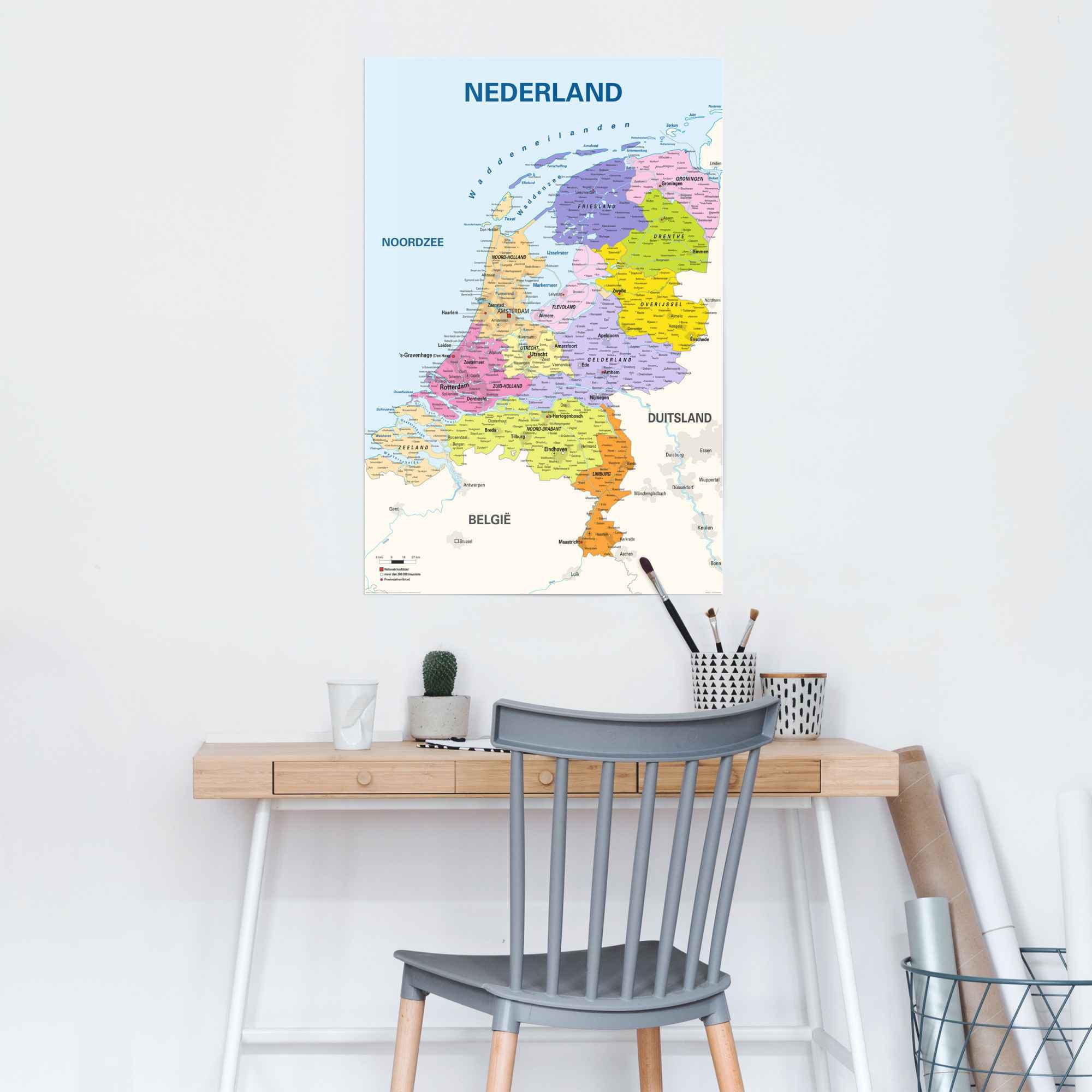 Reinders! Poster »Poster Schulkarte Niederlande Niederländisch - Niederländischer Text« 1 Stk. tlg.