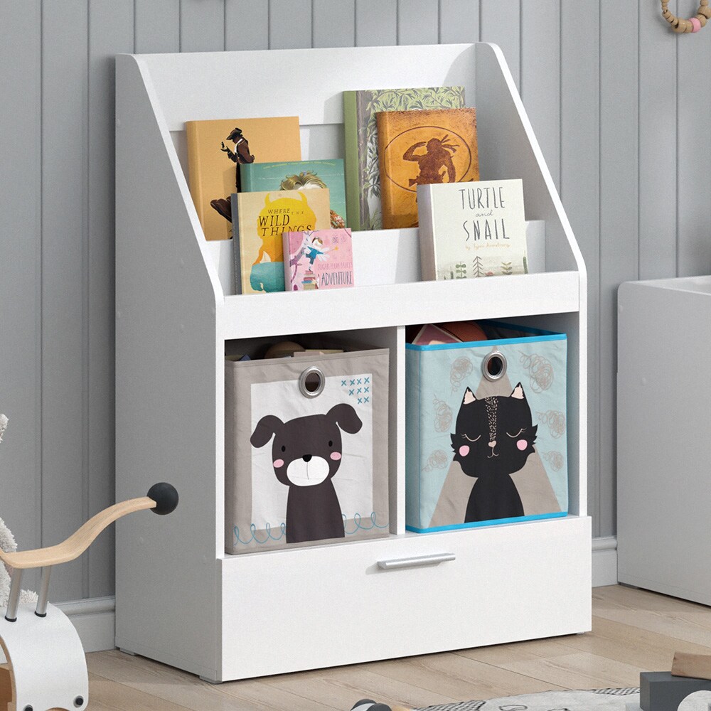 Vicco Kinderregal Bücherregal Wandregal Luigi Weiß 72x96 cm modern Kinderzimmer Regal Spielzeugregal Dekoregal Standregal Aufbewahrungsregal Würfelregal Schublade Ablage Fach freistehend