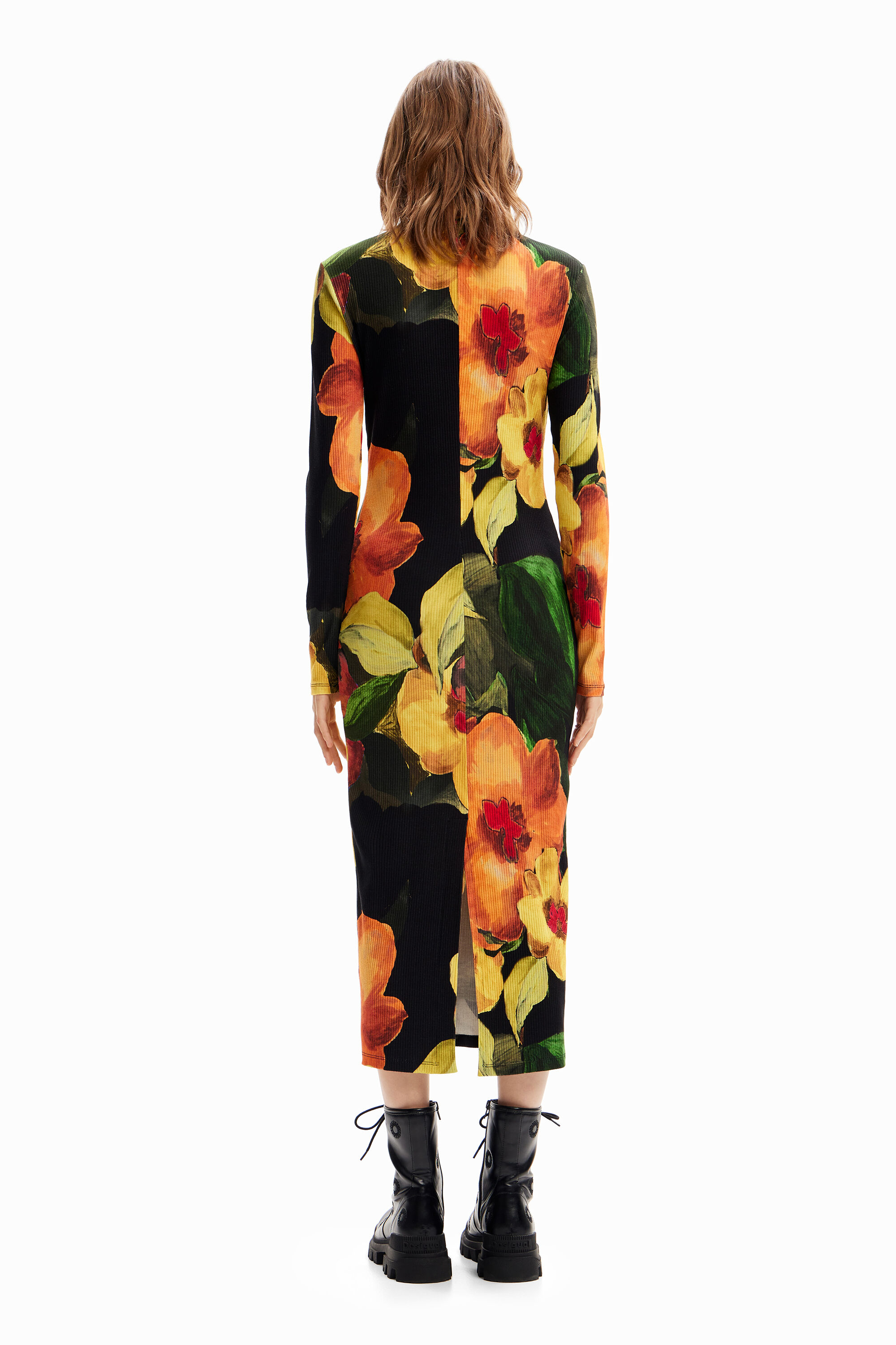 Robe midi ajustée fleurs