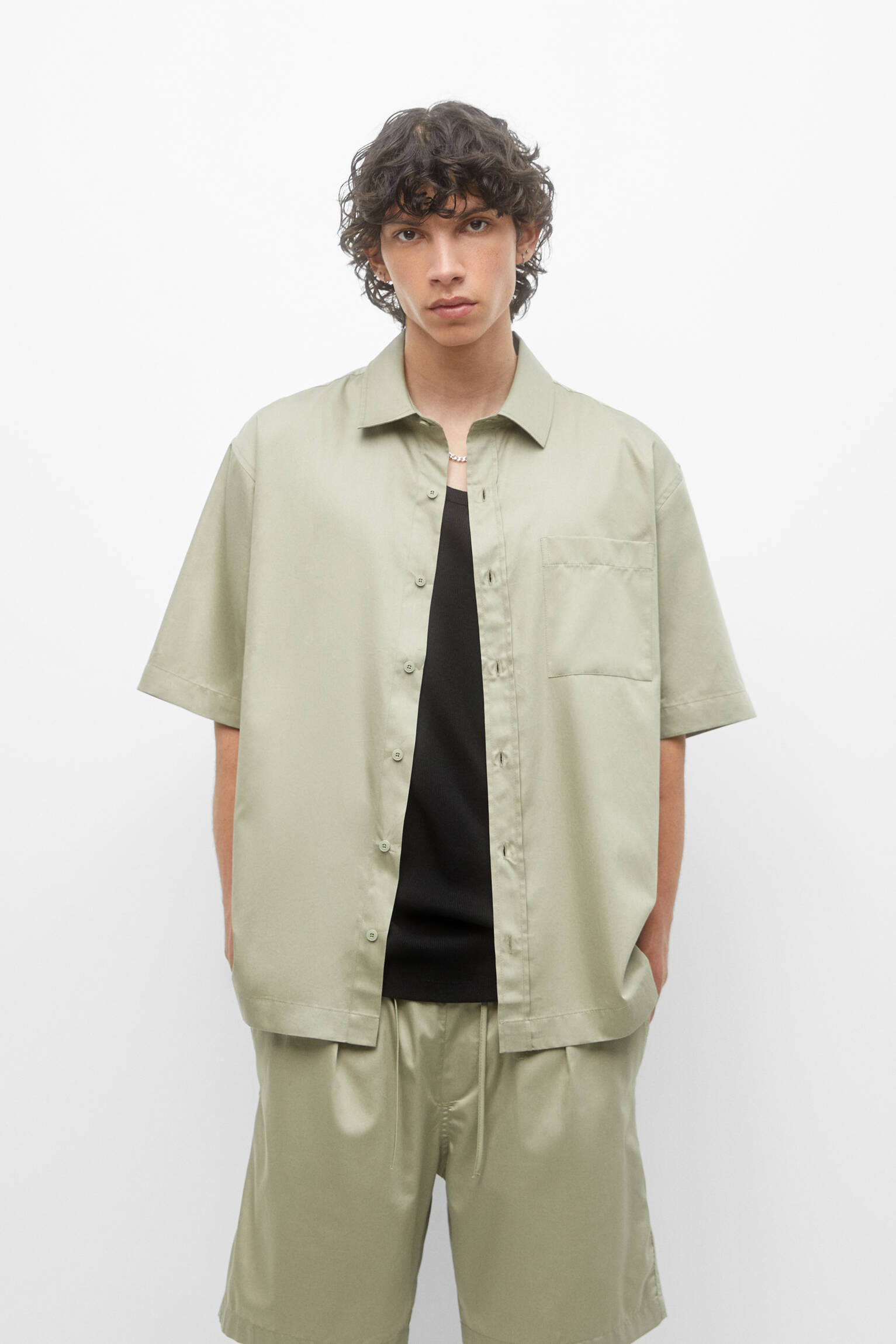 CAMISA DE POPELINE DE MANGA CURTA - CÁQUI