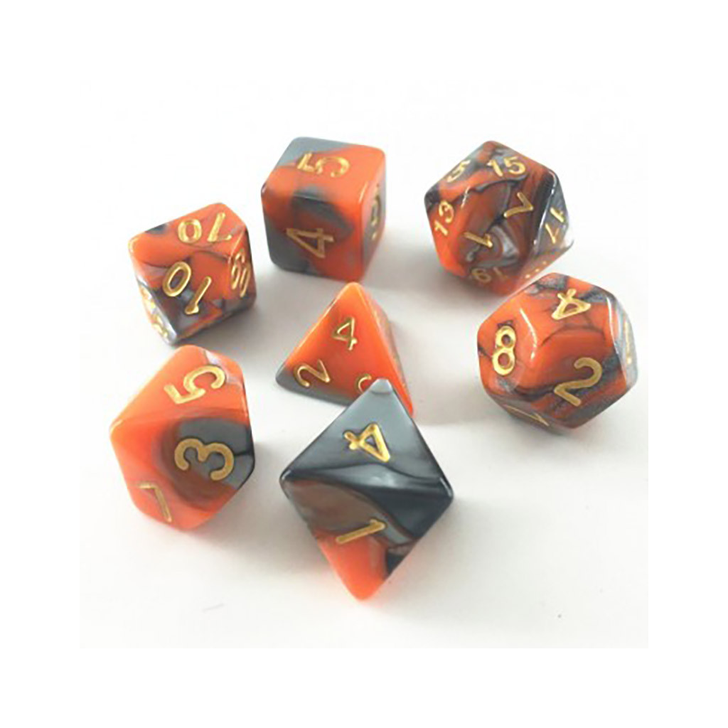 Set de 7 Dés - Fusion Orange et Argent (HDB-10)