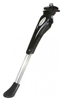 BEQUILLE VELO LATERALE AVEC PLAQUE NEWTON 26-28  RENFORCE REGLABLE ALU NOIR-ARGENT