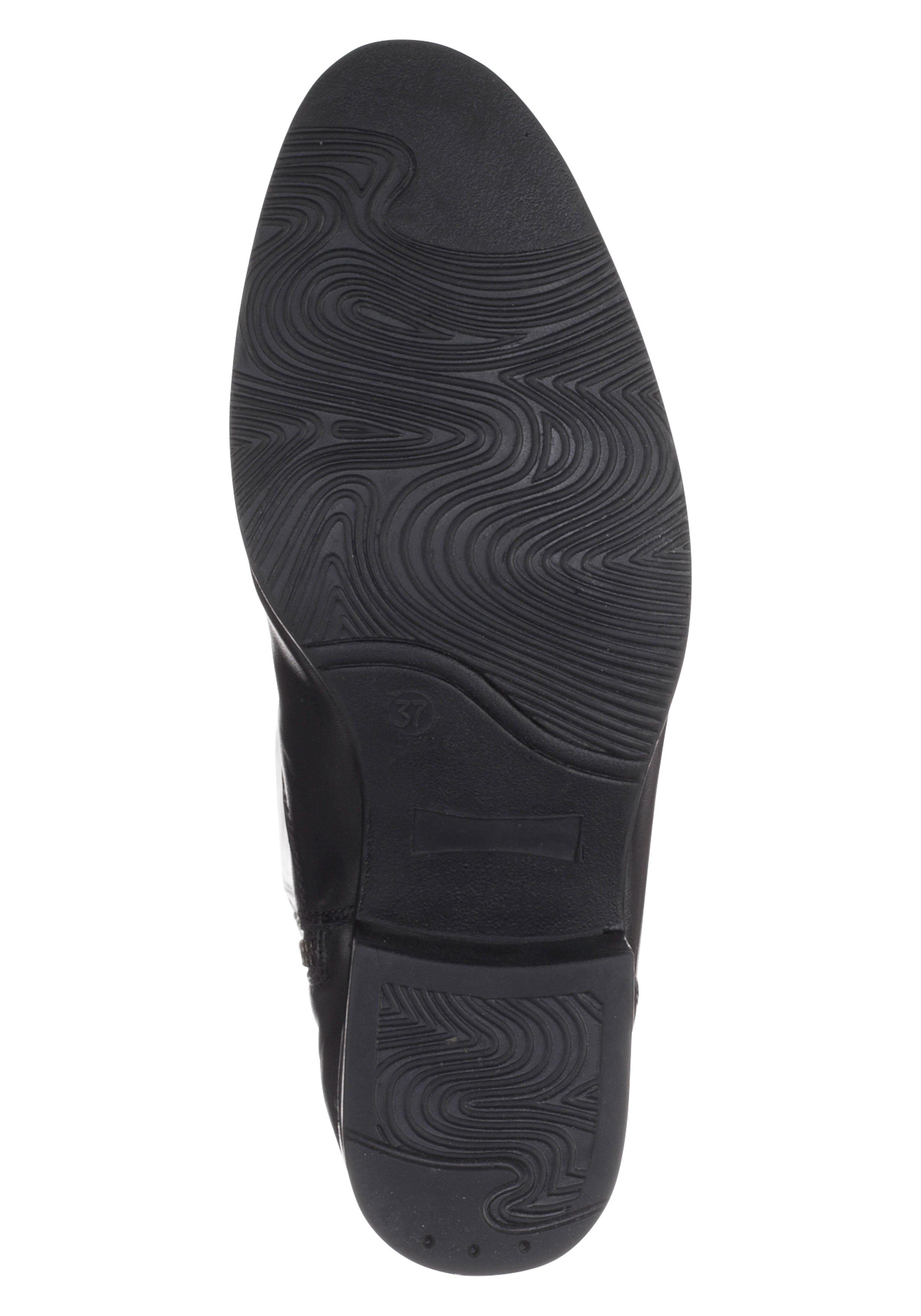 Weitschaftstiefel aus Leder mit Zierband