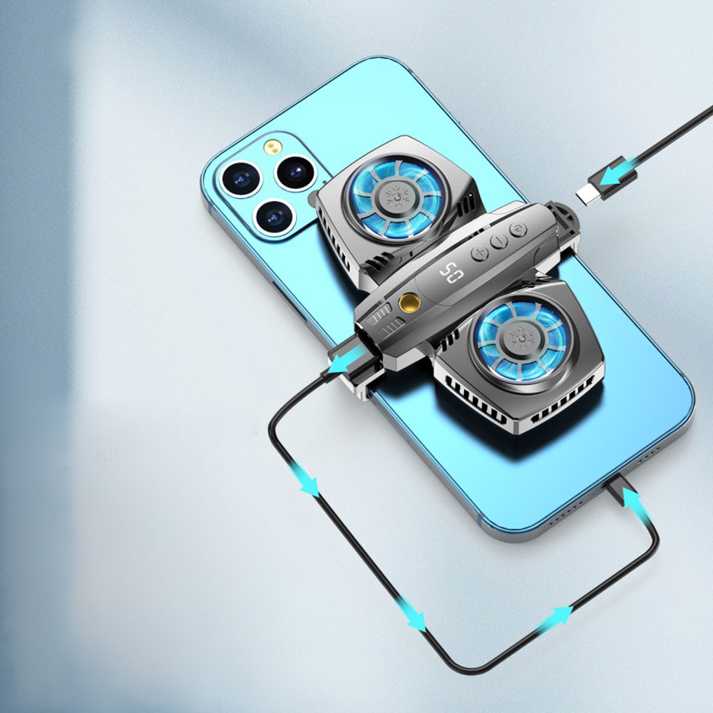 Universal Smartphone Kühler Gaming Handy Überhitzungsschutz Ventilator mit RGB Beleuchtung - Schwarz