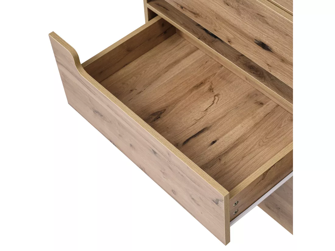 Commode avec LED - 6 tiroirs - effet brillant - Naturel
