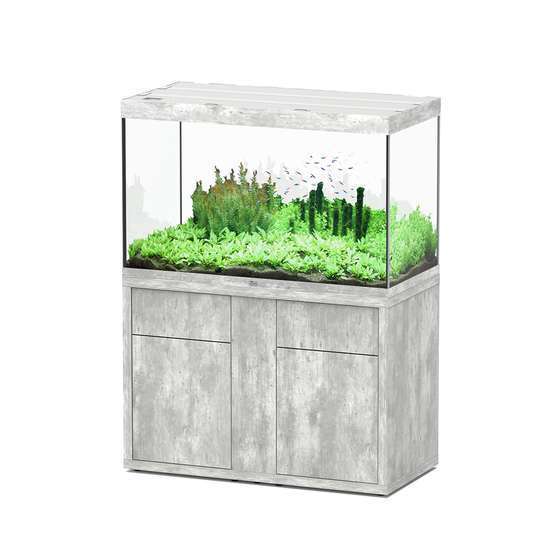 Aquarium et Meuble 2 portes Sublime Led 2.0 Béton L.120x P.60x H.70 cm