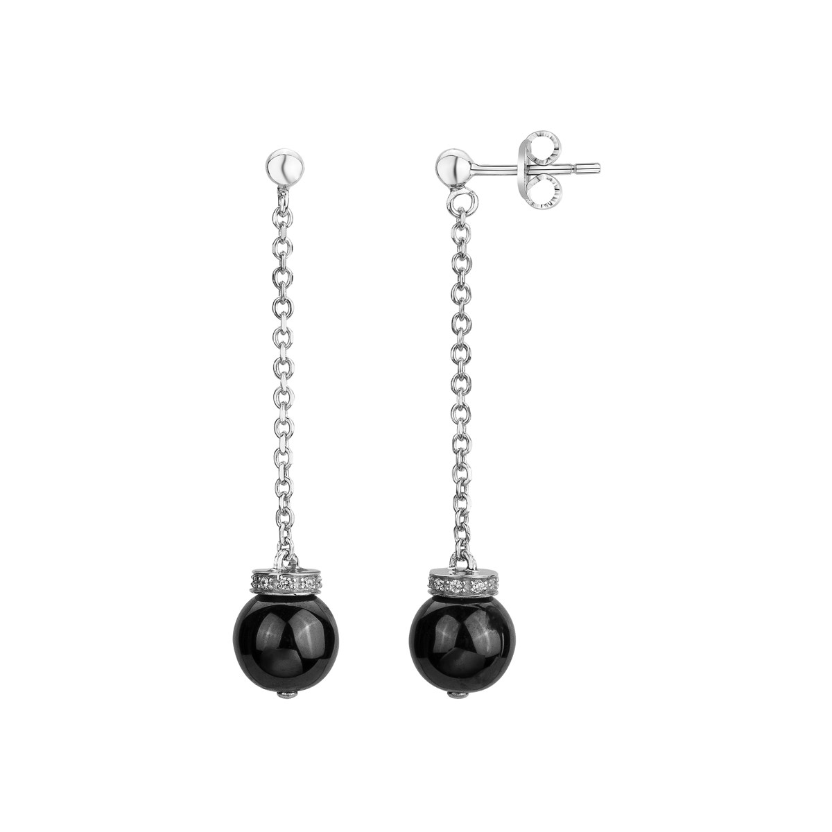 Boucles d'oreilles pendantes en Argent avec oxyde de zirconium blanc