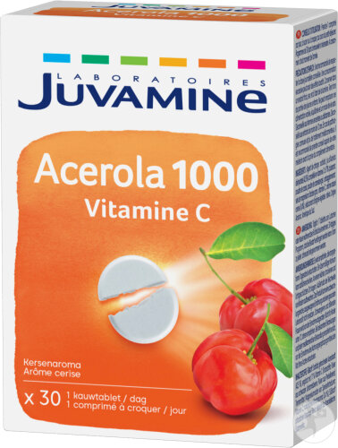 Juvamine Acerola 1000 Nouveau Format 30 Comprimés À Croquer