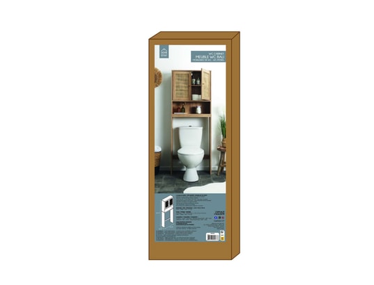 THE HOME DECO FACTORY - Etagère Meuble dessus wc bali en cannage - marron