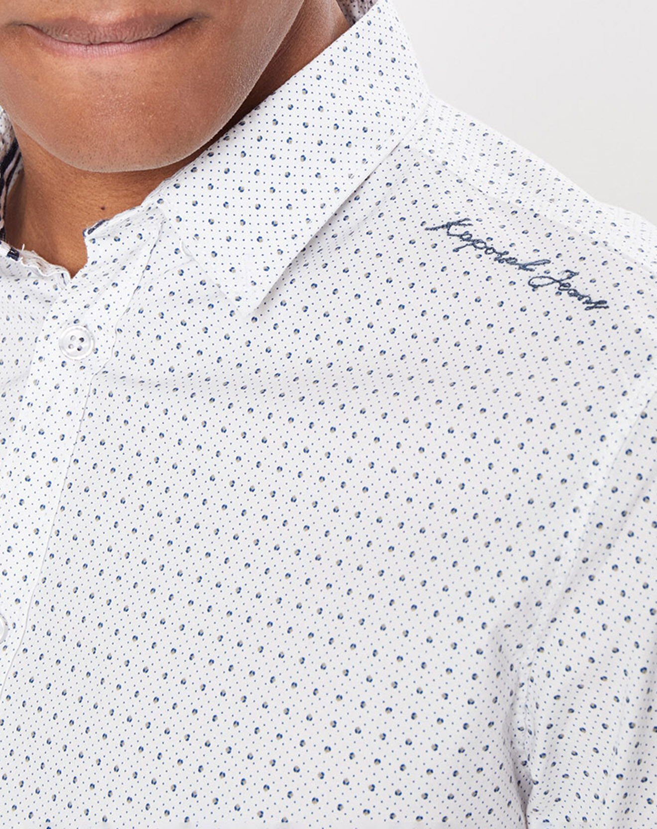 Kaporal 5 Chemise Slim Prego Micro imprimé blanche