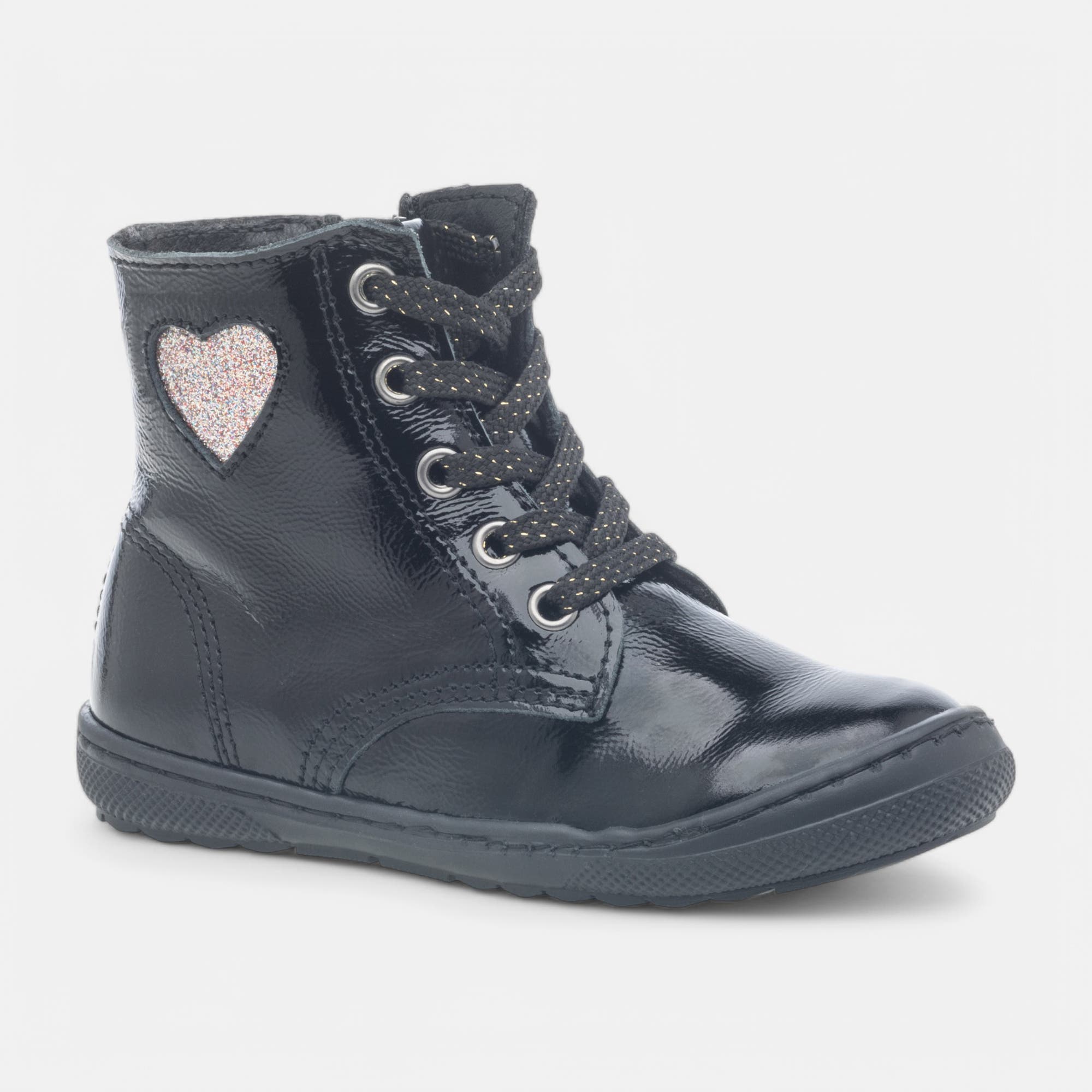 Boots Fille en cuir noir