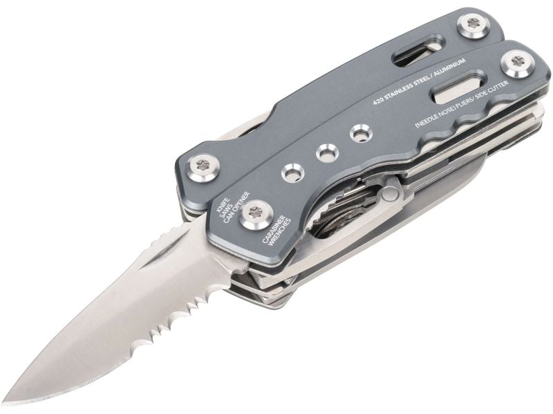Troika Taschenmesser Rucksack Tool mit 15 Funktionen, Grau Multifunktions-Werkzeug