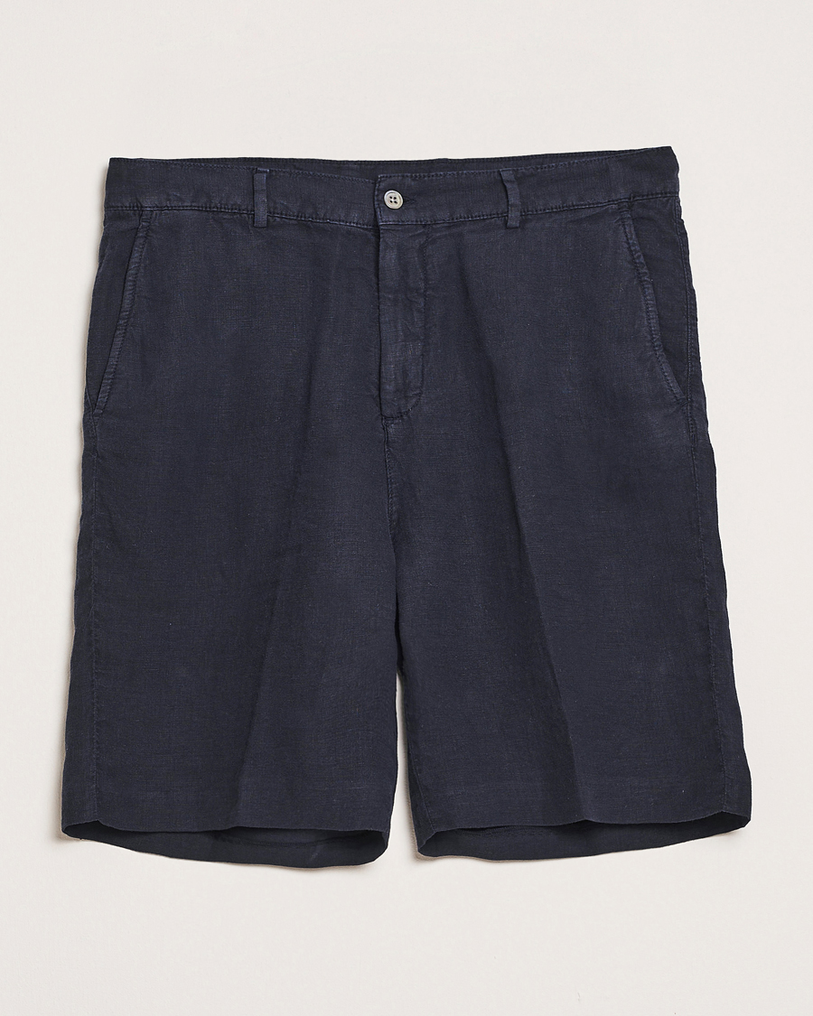 Oscar Jacobson James Casual Linen Shorts Navy