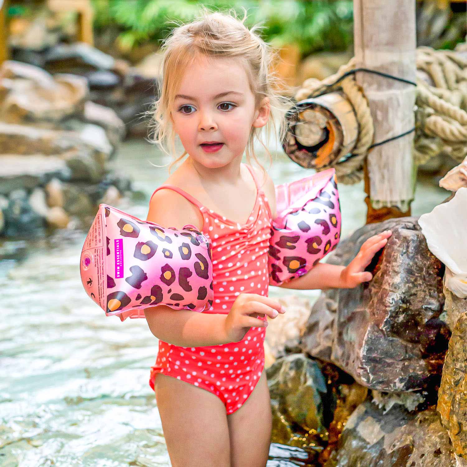 Swim Essentials Zwembandjes Panterprint Rose Goud, 2-6 jaar