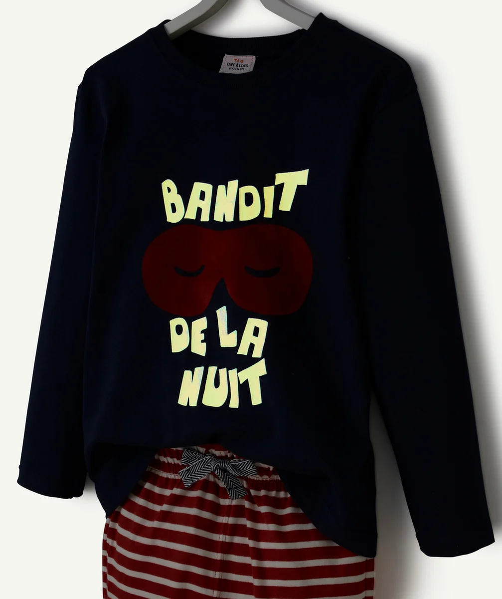 PYJAMA MANCHES LONGUES GARÇON EN COTON BIO PHOSPHORESCENT THÈME BANDIT
