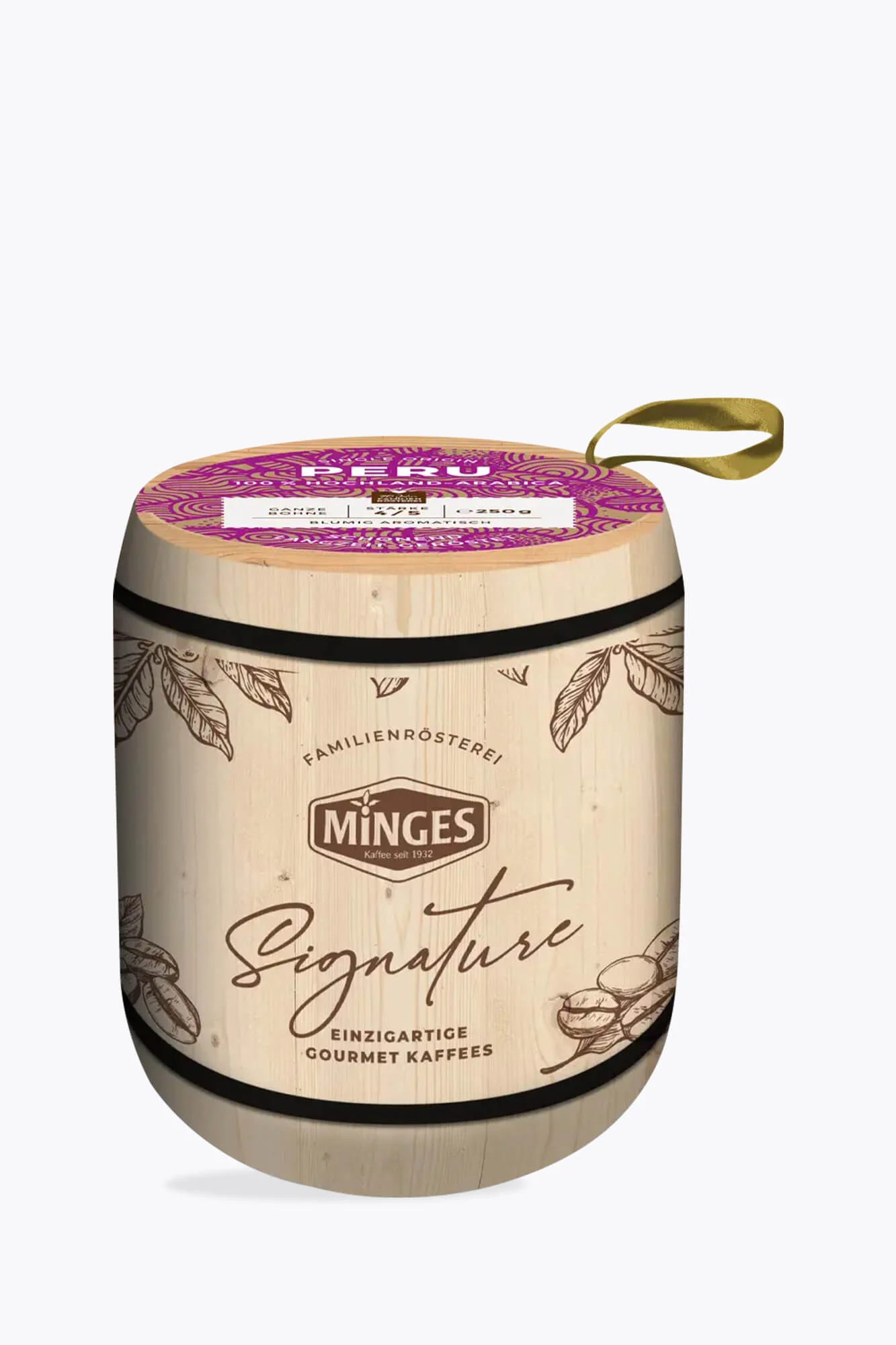 Minges Kaffeerarität Peru Hochland 250g Holzfass