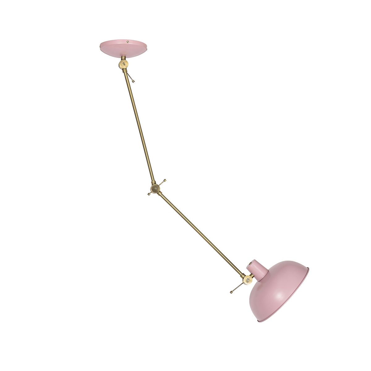 Retro plafondlamp roze met brons - Milou