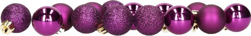 Decoris - Kerstballen - Wol Wit en Paars - 28 Stuks - 3 cm - Kunststof