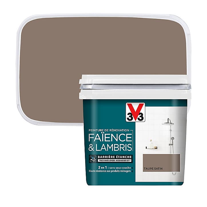 Peinture de rénovation faïence et lambris V33 taupe satin 750ml