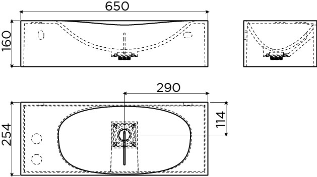 Clou Hammock Plus fontein solid surface 65cm wit mat