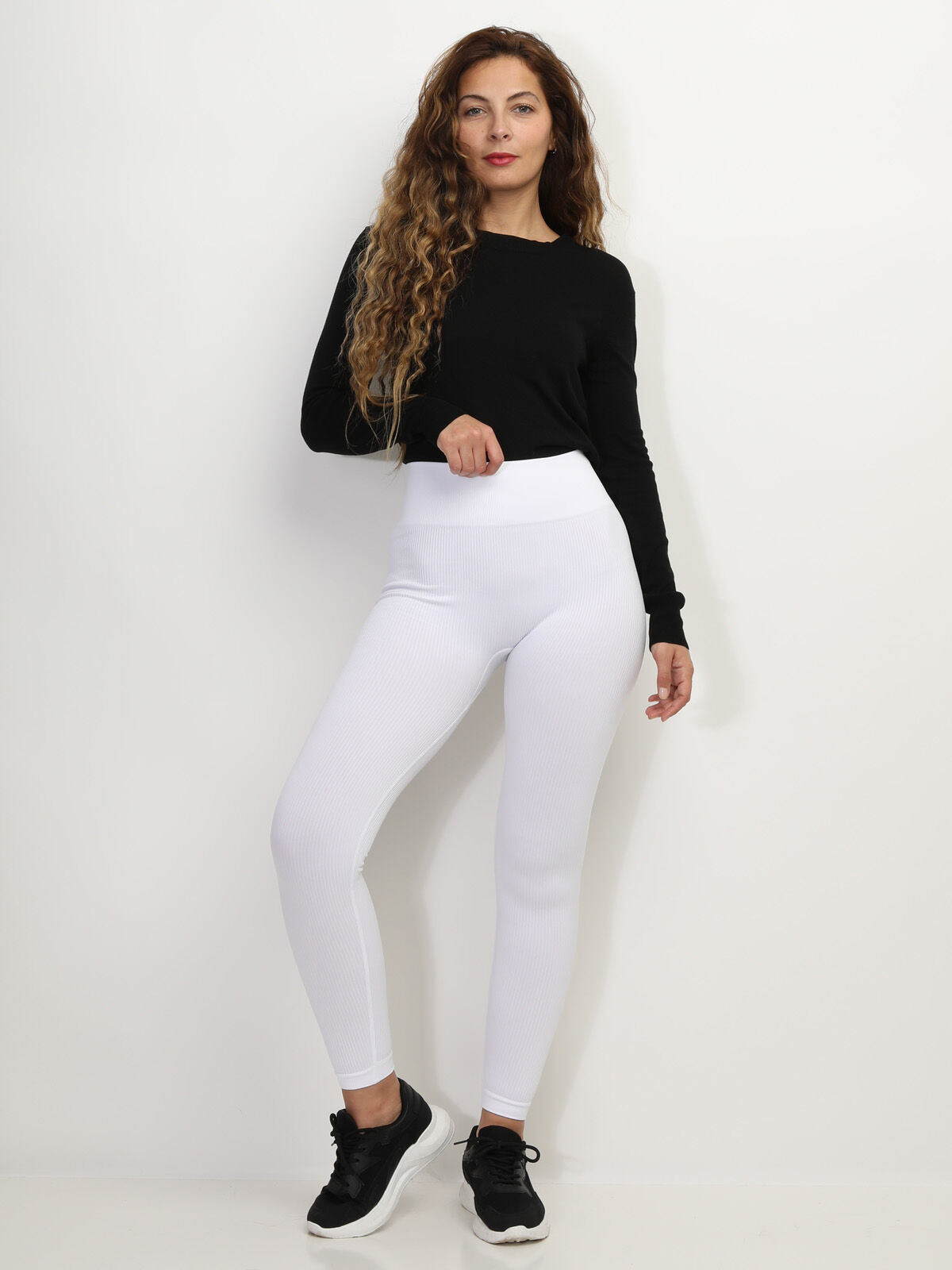 Legging côtelé push-up- Blanc
