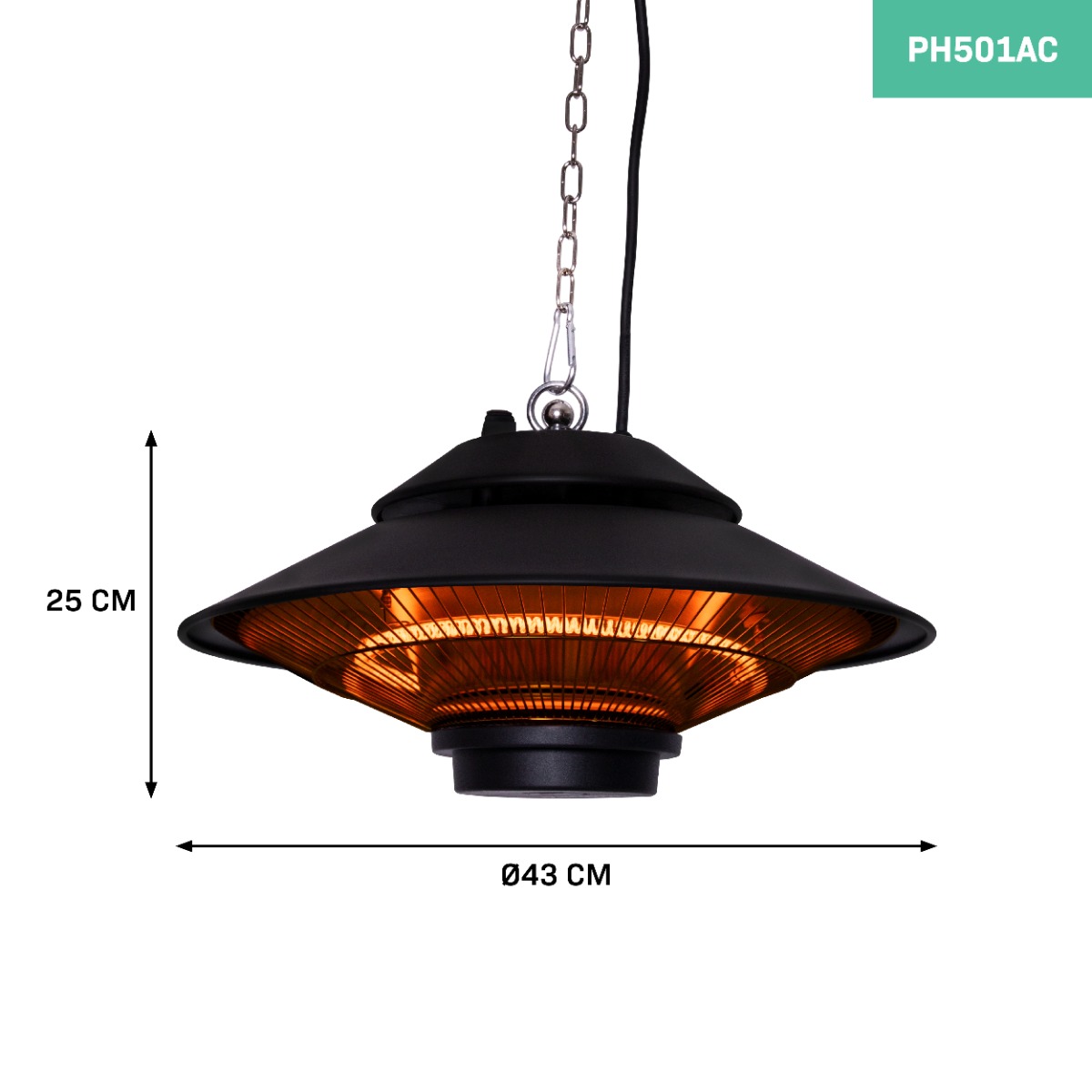 VONROC Albano 1500 watt hangende terrasverwarmer