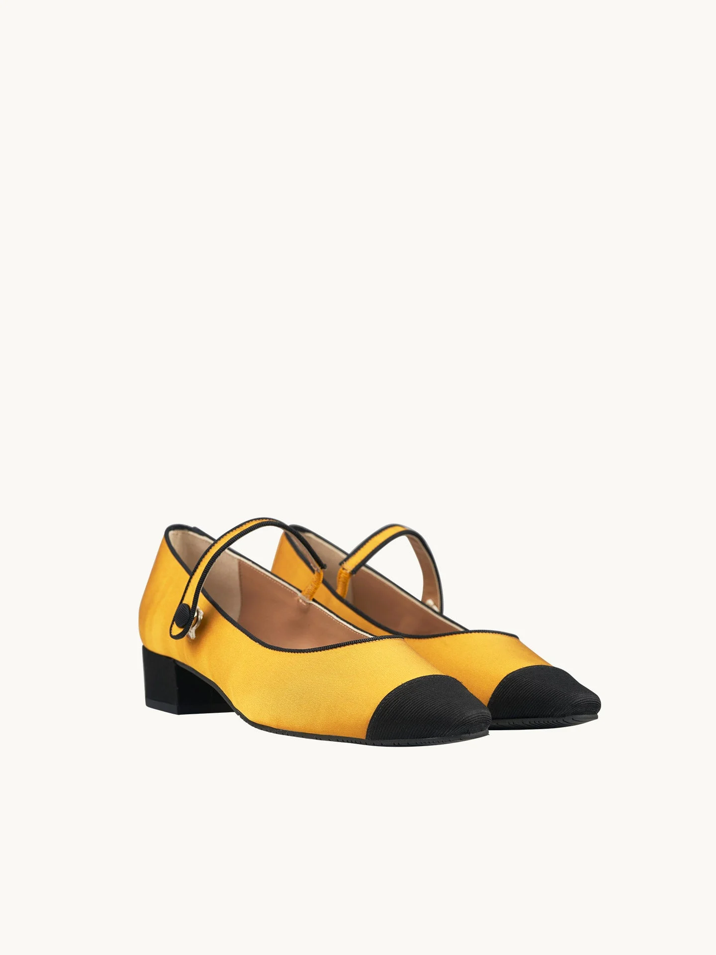 BAMBIE SATIN ROYAL - Ballerines pointues à petit talon en satin | Jaune