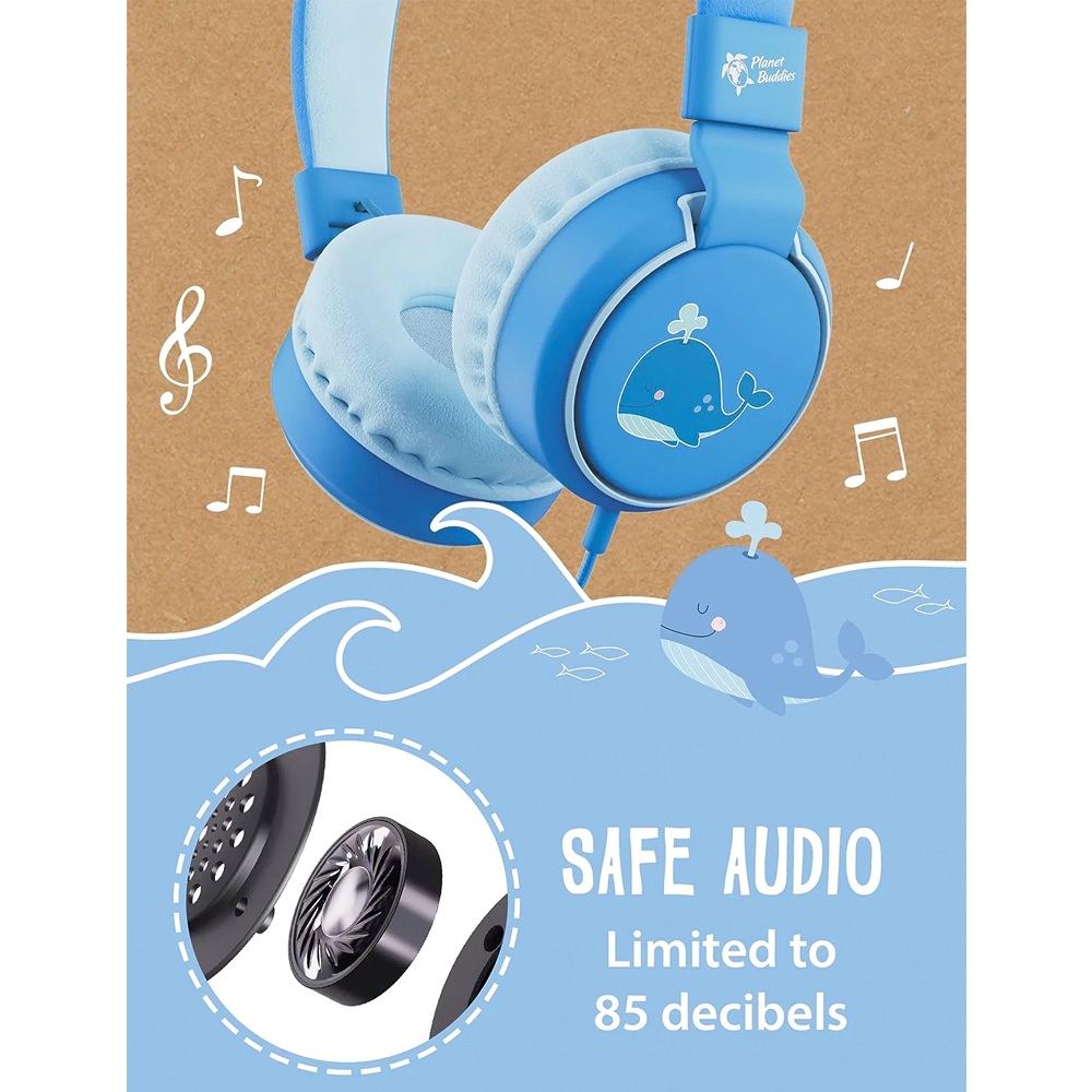 V2 Kinder Kopfhörer 3.5mm On-Ear 85dB mit Begrenzter Lautstärke (PBWHWHPV2) - Noah the Whale