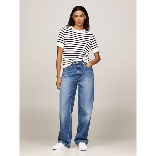 Tommy Hilfiger Jersey Stitch Striktrøje, Ivory Petal/Desert Sky, S