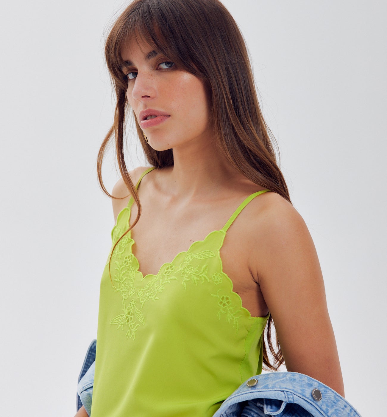Top à fines bretelles Femme - Vert fluo