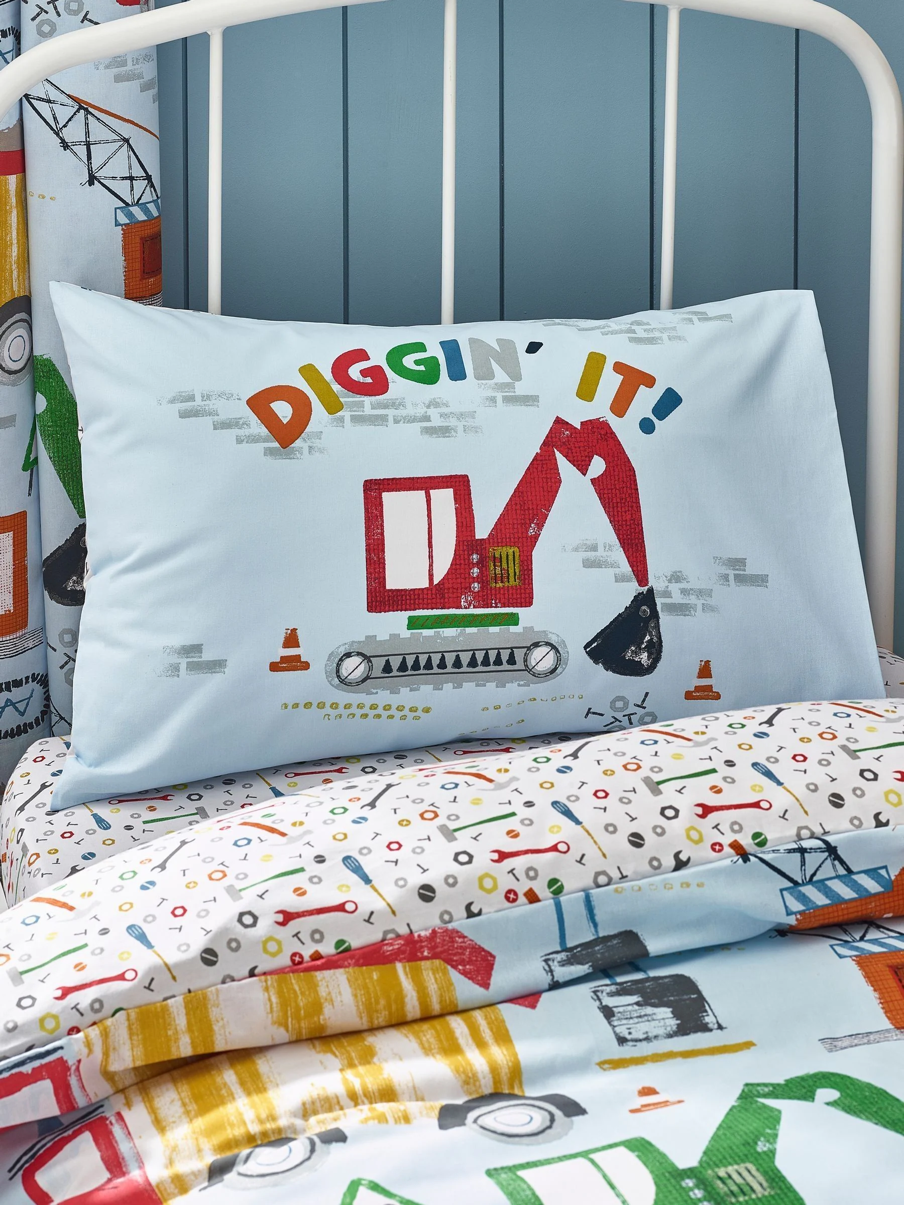 Catherine Lansfield Digger Dreams Reversible Duvet Cover Set