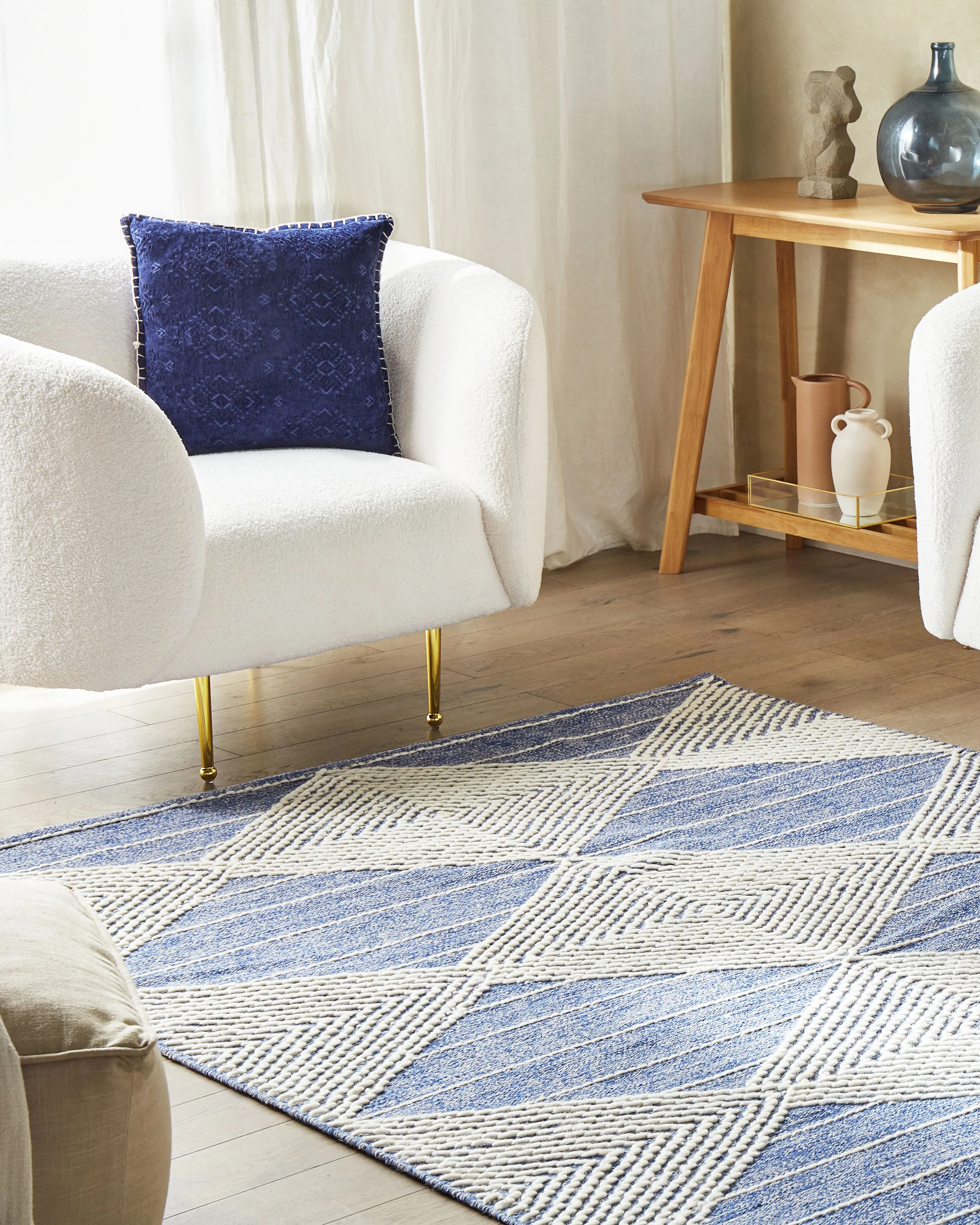Vloerkleed DATCA Blauw 160 x 230 cm Wol